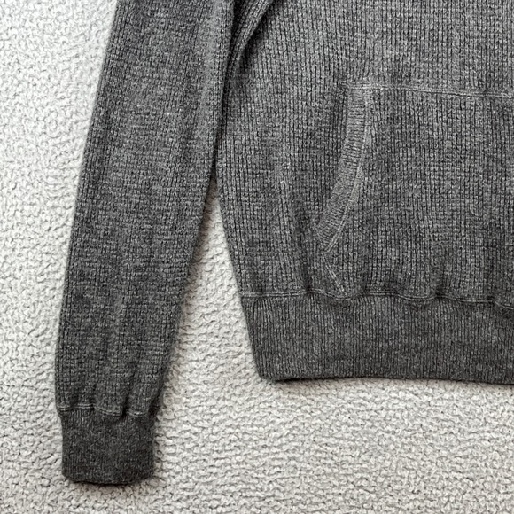Polo Ralph Lauren Mens L Washable 100% Cashmere Hoodie Grey Waffle Knit Sweater - Picture 5 of 13